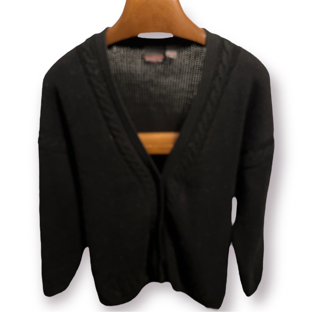 Black cable knit cardigan